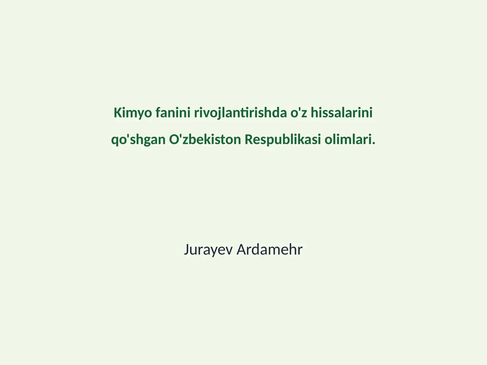 O'zbekiston Kimyo Olimlarining Tarixiy Roli