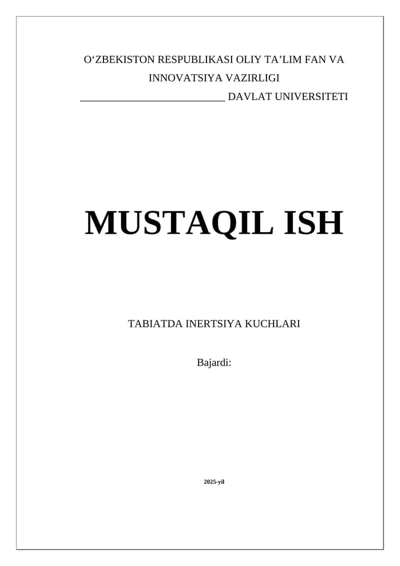 Tabiatda Inertsiya Kuchlari