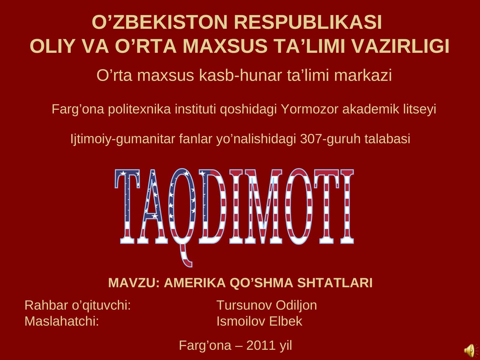 AMERIKA QO’SHMA SHTATLARI