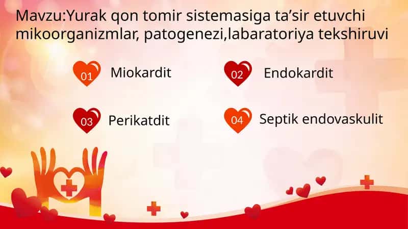Yurak qon tomir sistemasiga taʼsir etuvchi mikoorganizmlar, patogenezi,labaratoriya tekshiruvi