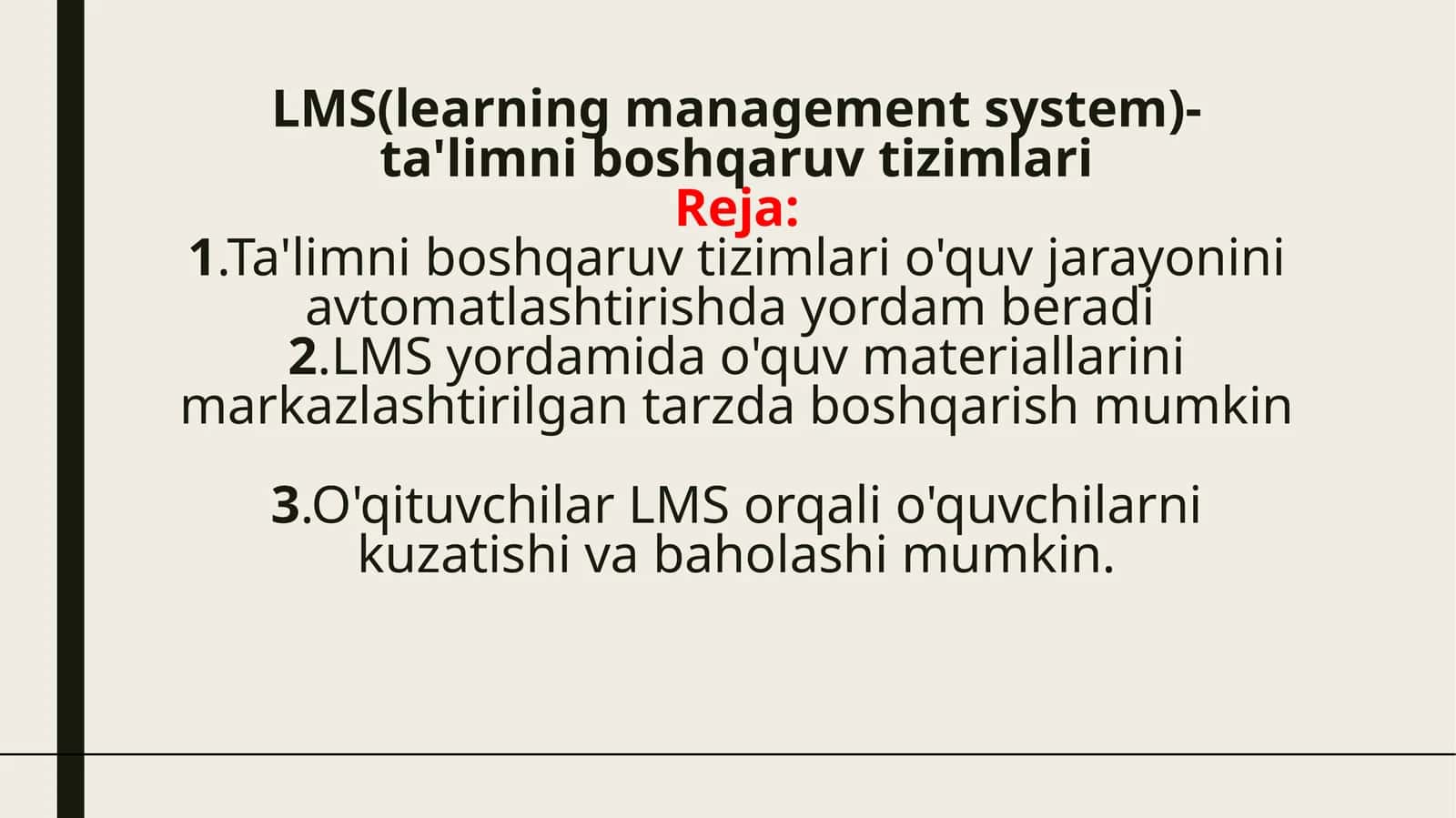 LMS(learning management system)-ta'limniboshqaruvtizimlari