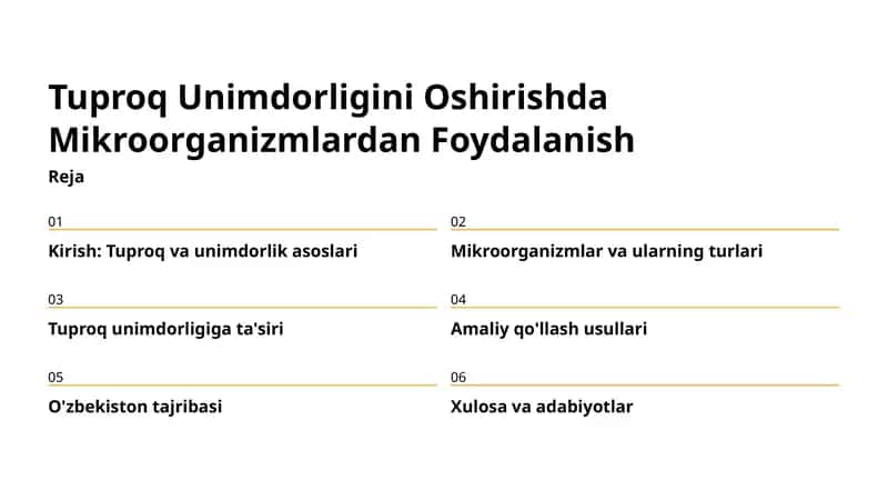 Tuproq Unimdorligini Oshirishda Mikroorganizmlardan Foydalanish