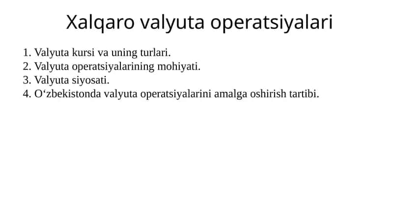 Valyuta Operatsiyalari