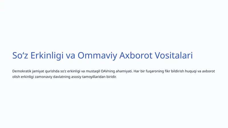 Soʻz Erkinligi va Ommaviy Axborot Vositalari