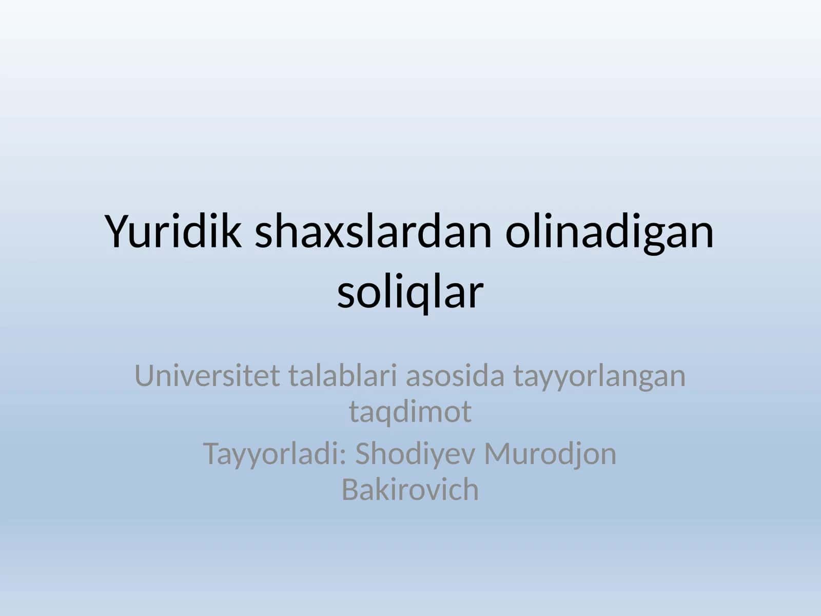 Yuridik shaxslardan olinadigan soliqlar
