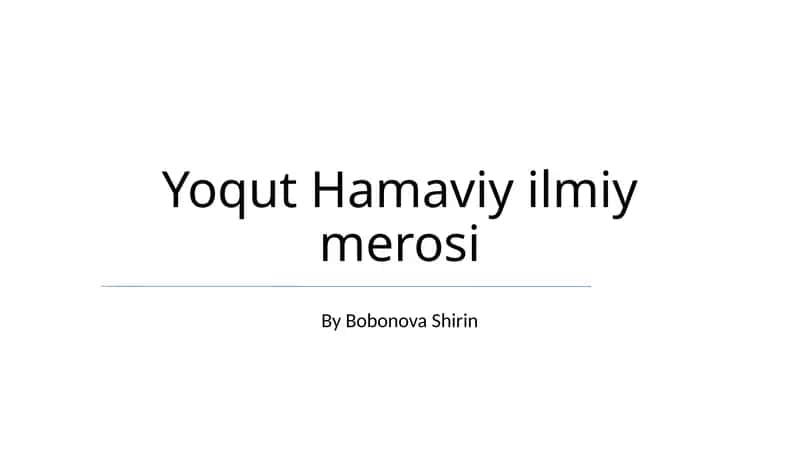 Yoqut Hamaviy ilmiy merosi