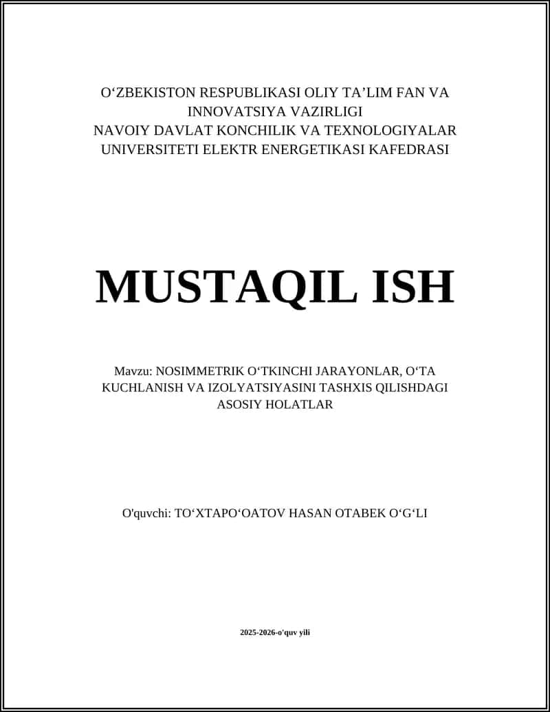 Nosimmetrik Oʻtkinchi Jarayonlar