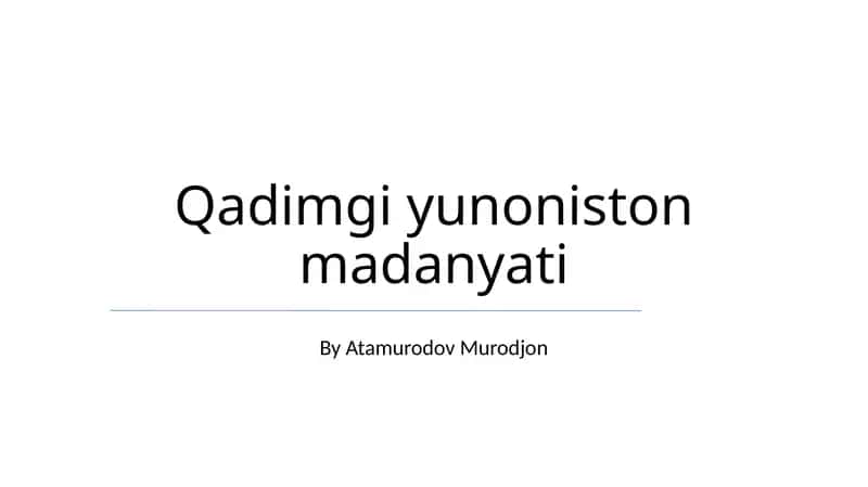 Qadimgi yunoniston madanyati