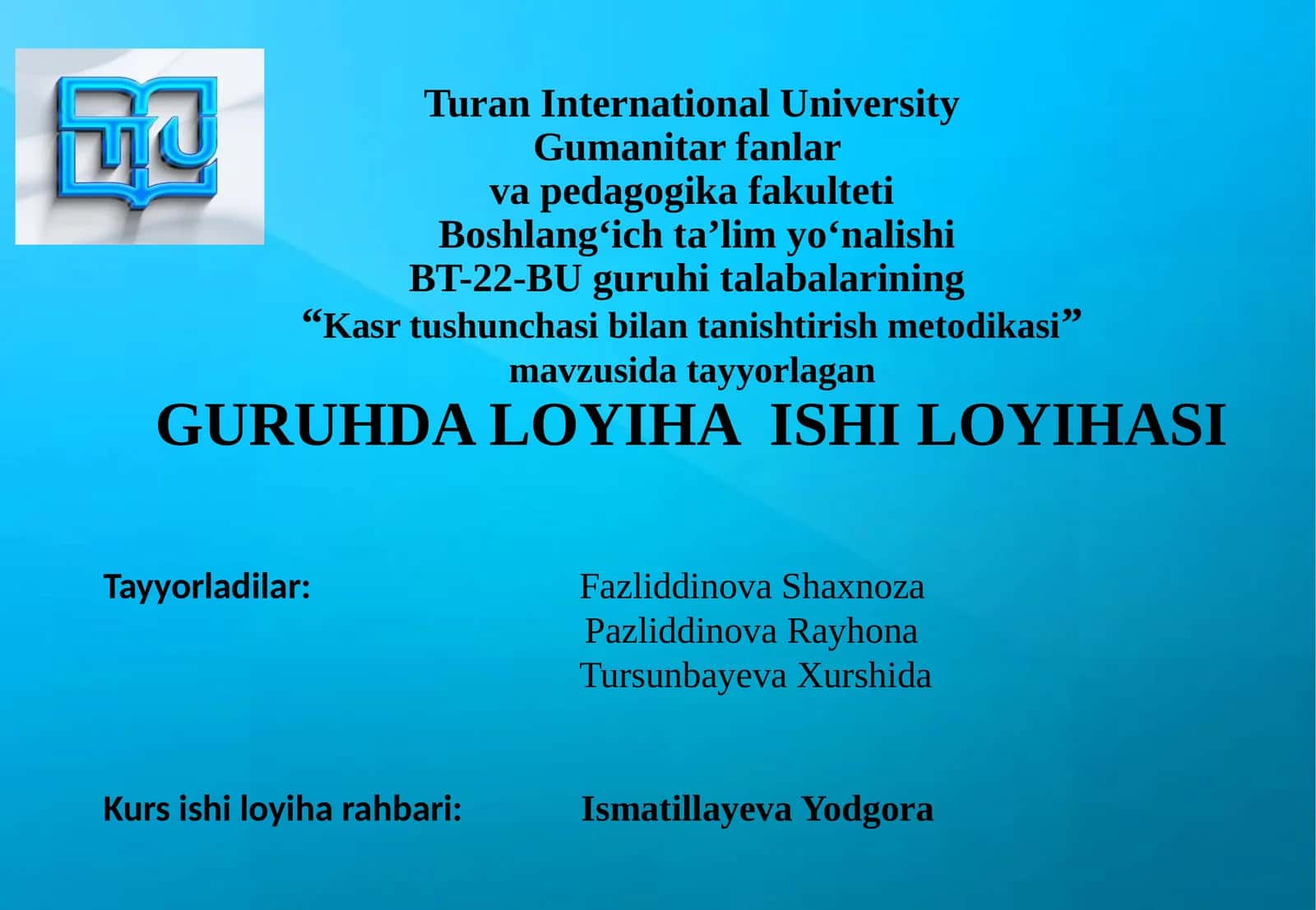 Kasr tushunchasi bilan tanishtirish metodikasi