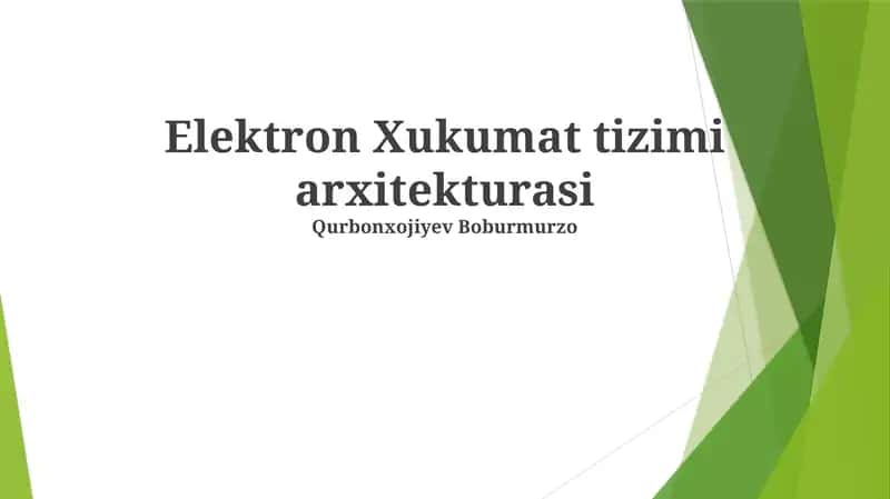 Elektron Xukumat tizimi arxitekturasi
