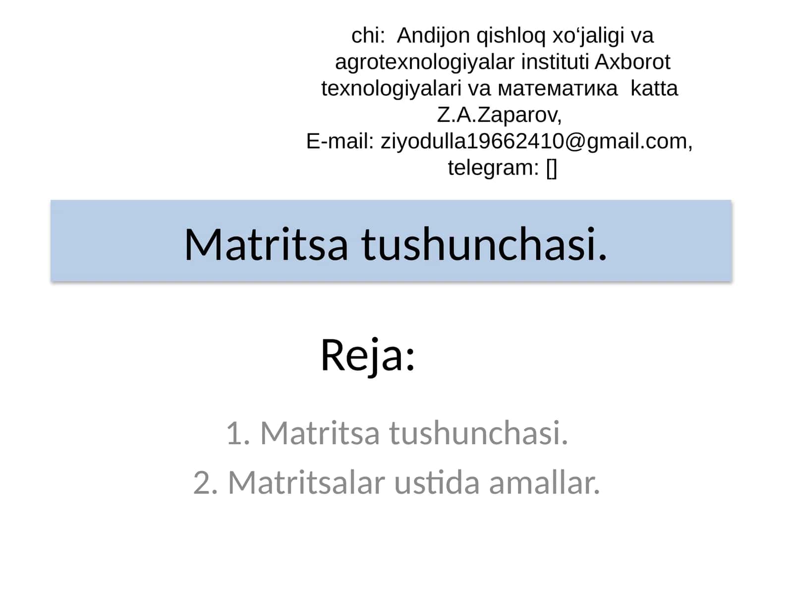 Matritsa tushunchasi