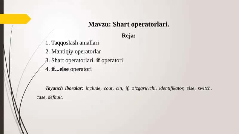 Shart operatorlari.