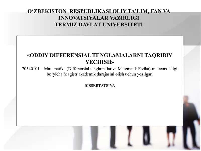 ODDIY DIFFERENSIAL TENGLAMALARNI TAQRIBIY YECHISH