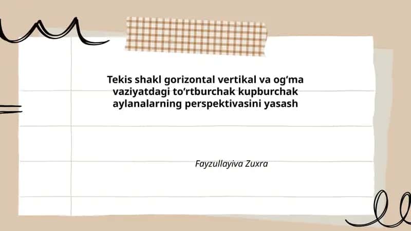 Perspektiva asoslari: gorizontal chiziq va ko‘z darajasi