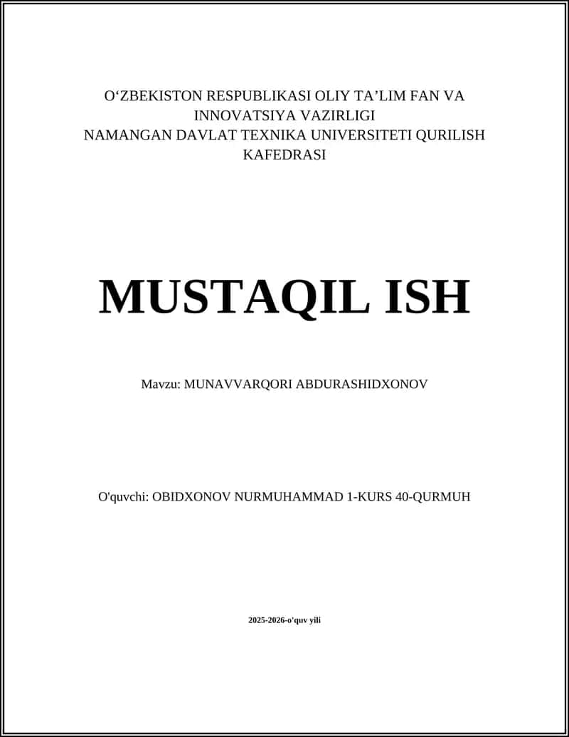 MUNAVVARQORI ABDURASHIDXONOV