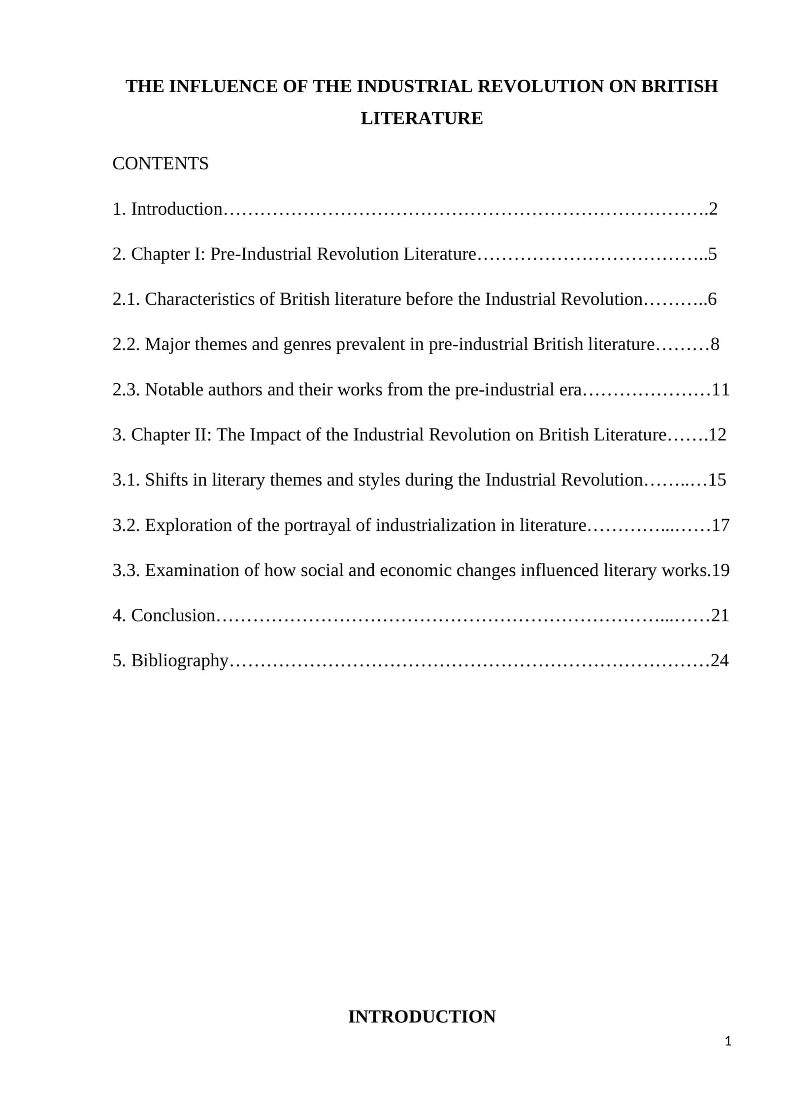 THE INFLUENCE OF THE INDUSTRIAL REVOLUTION ON BRITISH LITERATURE