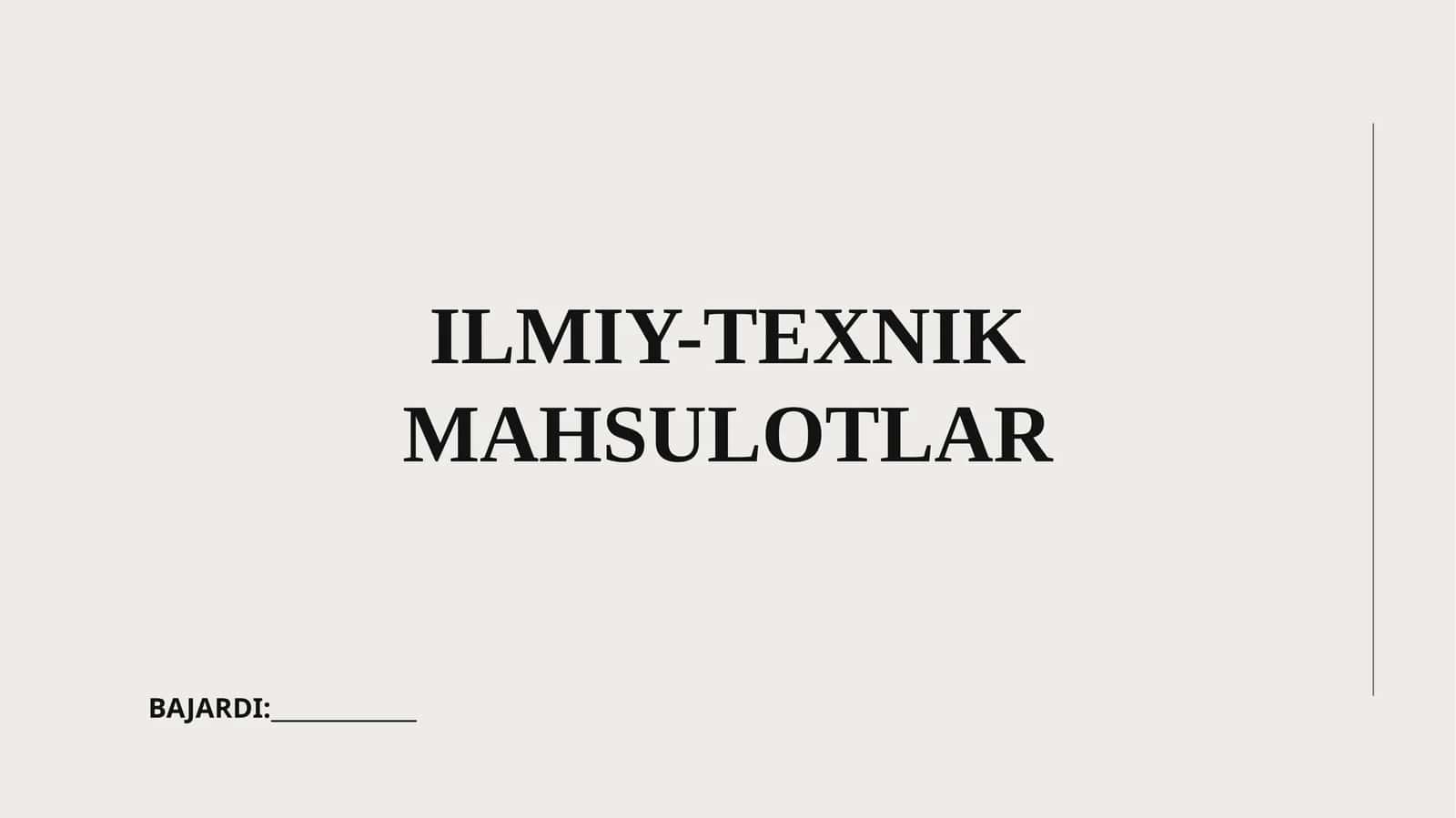 Ilmiy-texnik mahsulotlar bozori