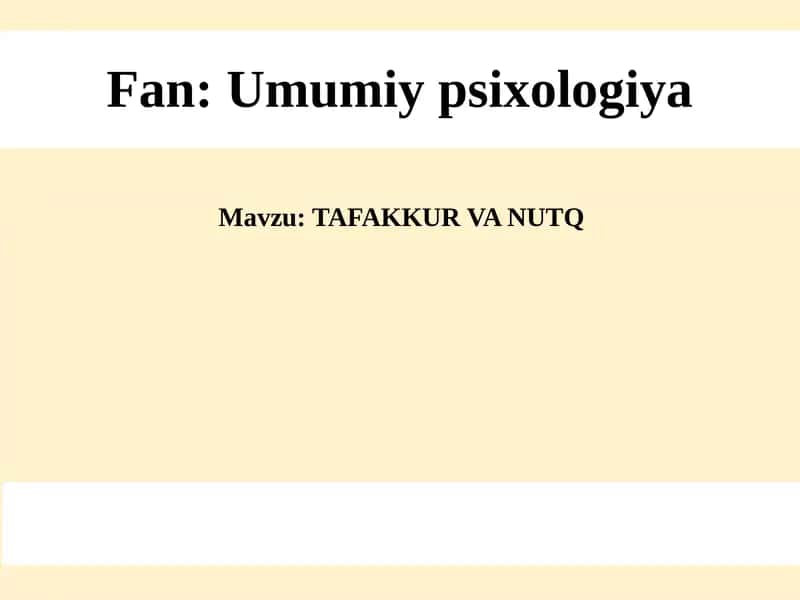 TAFAKKUR VA NUTQ
