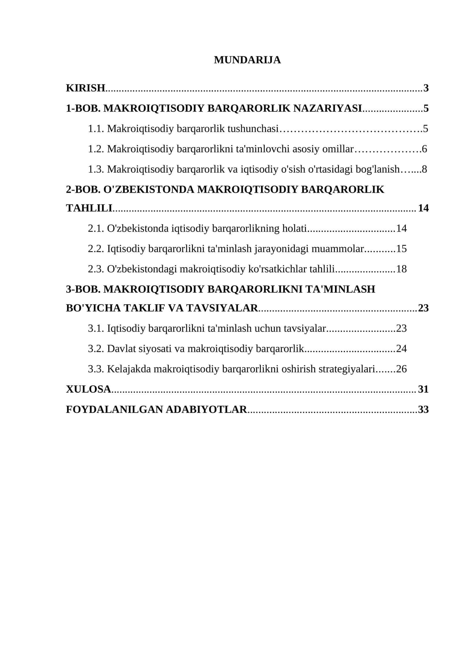 MAKROIQTISODIY BARQARORLIK NAZARIYASI