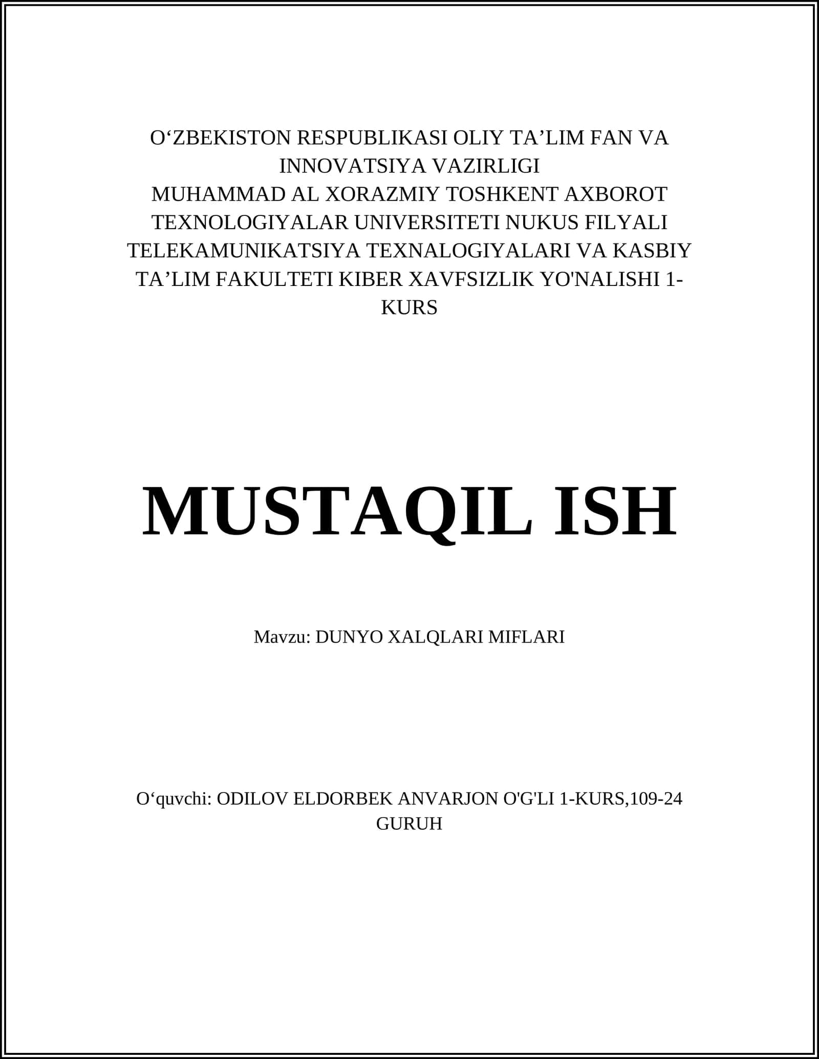 DUNYO XALQLARI MIFLARI