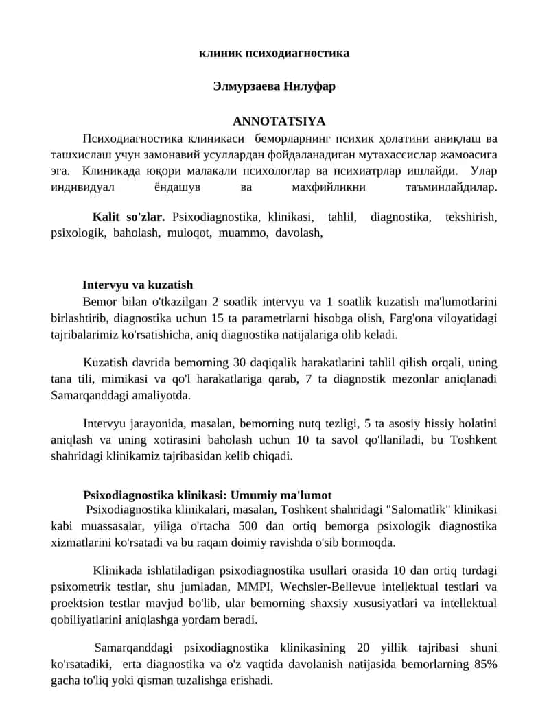 Psixodiagnostika klinikasi