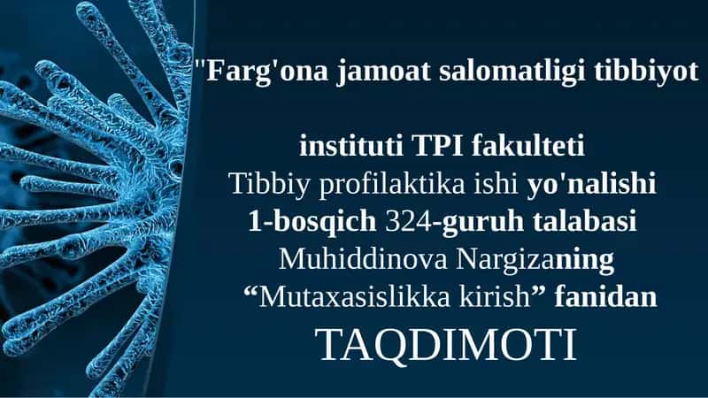 Gigiyena sohasidagi umumdavlat va me'yoriy hujjatlar bilan tanishish