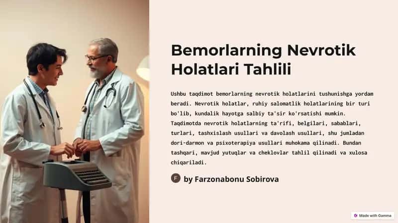 Bemorlarning Nevrotik Holatlari Tahlili