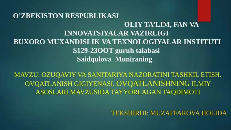 Ovqatlanish Gigiyenasi