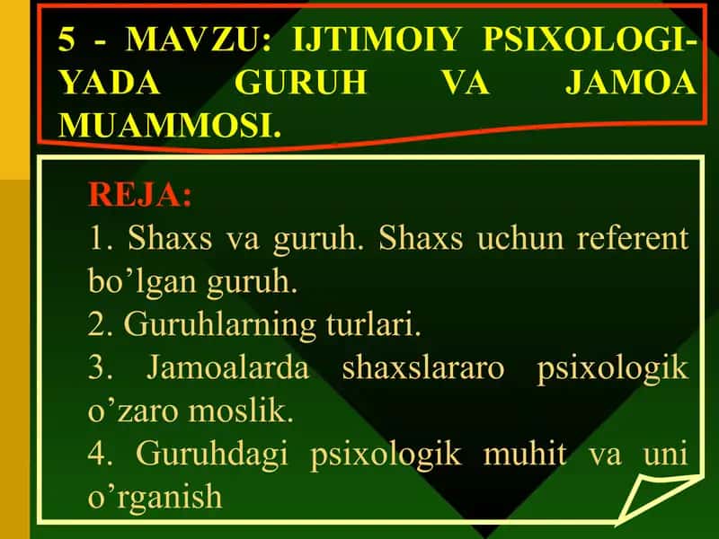 Ijtimoiy psixologiya - yada guruh va jamoa muammosi