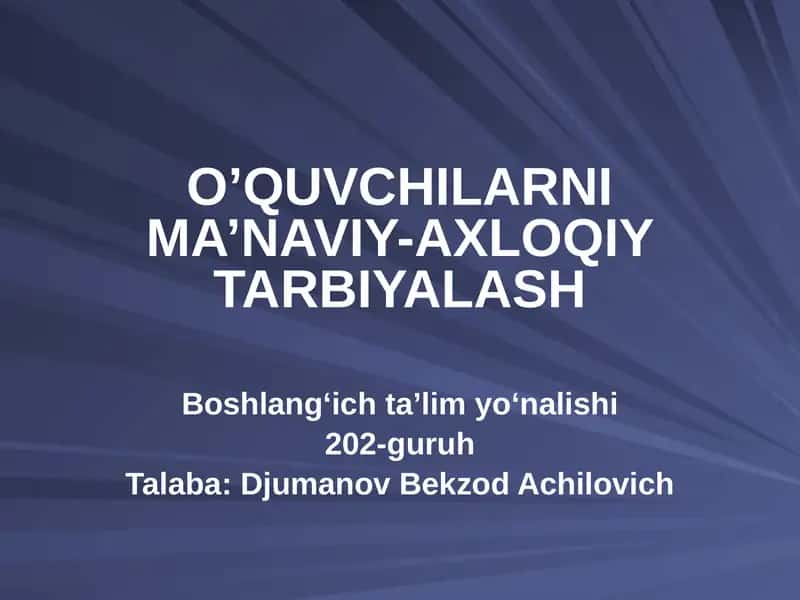 Boshlangʻich taʼlim yoʻnalishi