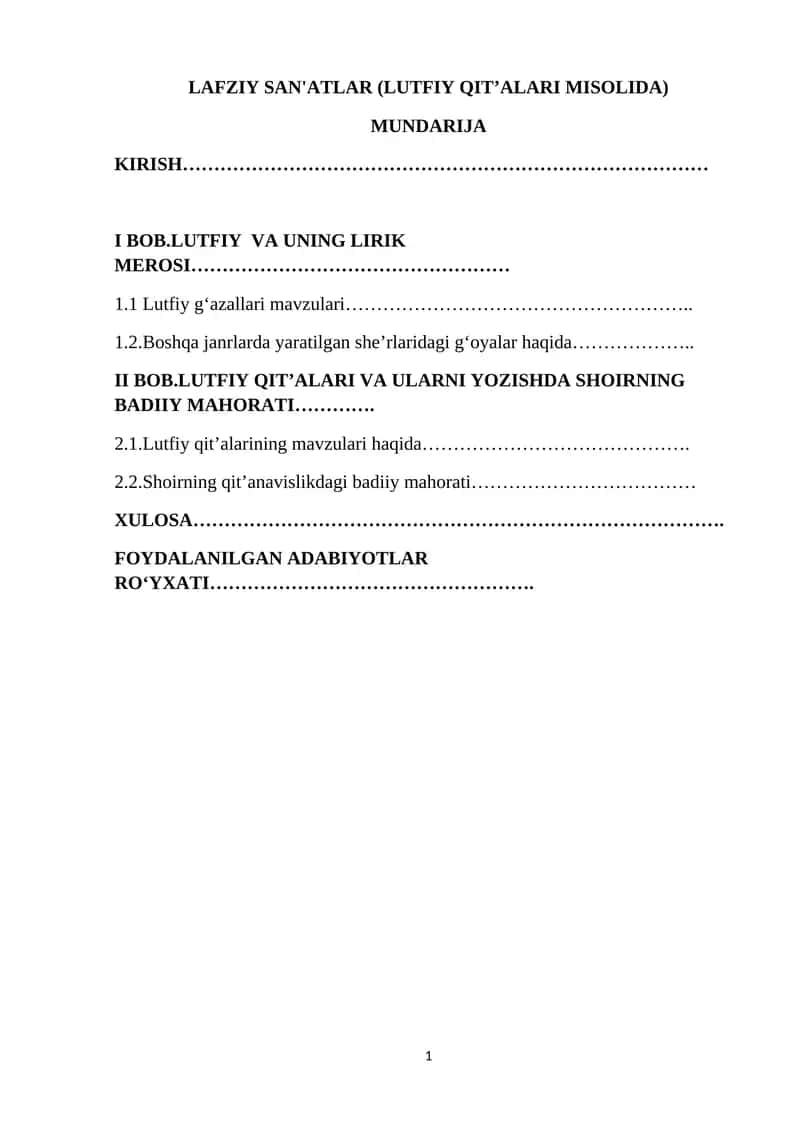LUTFIY QIT’ALARI MISOLIDA