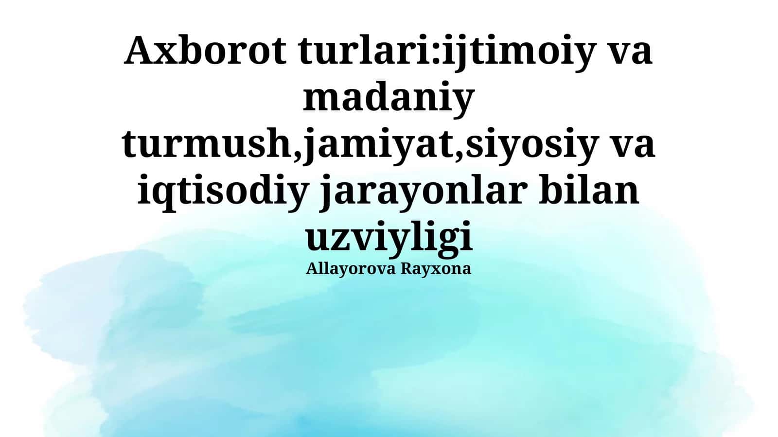Iqtisodiy Jarayonlar To'g'risidagi Axborot