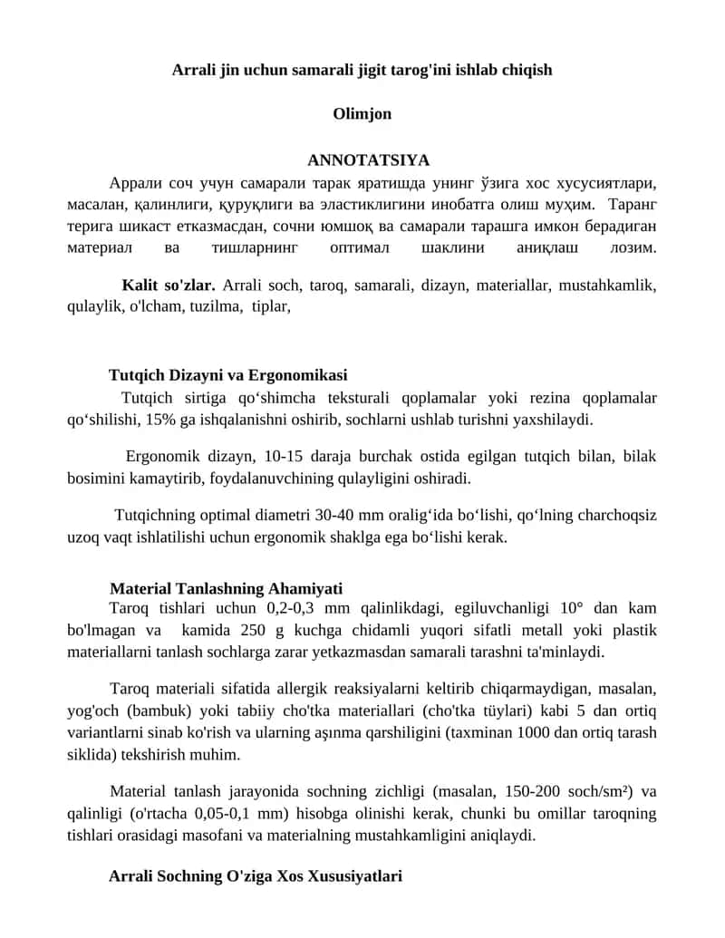 Tutqich Dizayni va Ergonomikasi