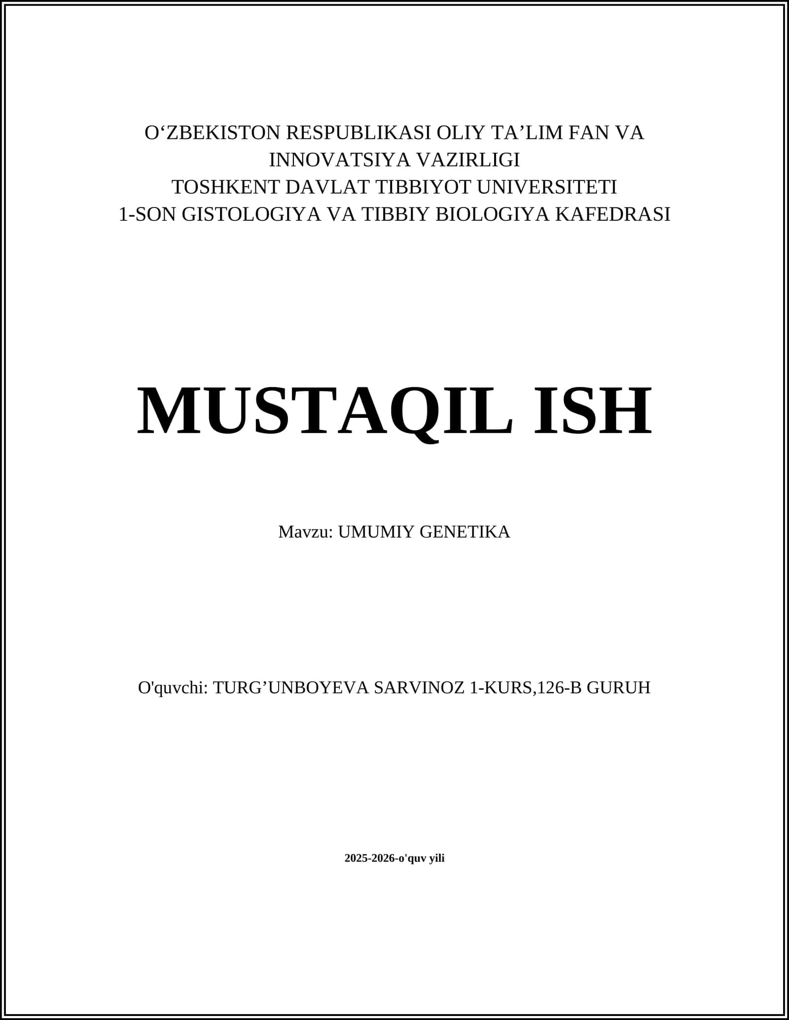 UMUMIY GENETIKA