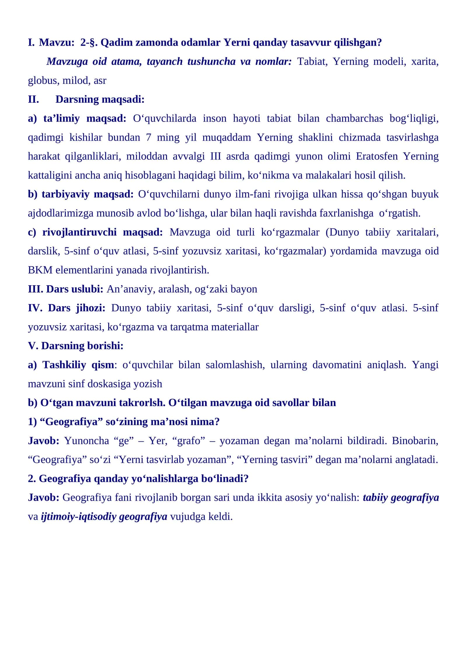 5-sinf Geografiya Qadim zamonda odamlar Yerni qanday tasavvur qilishgan