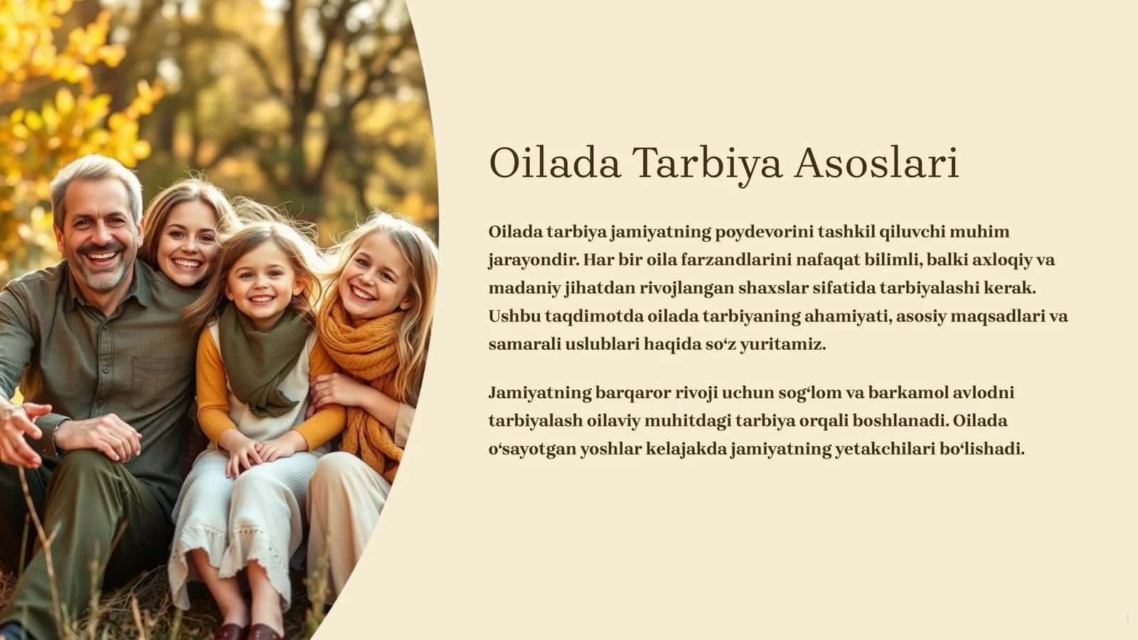 Oilada Tarbiya Asoslari
