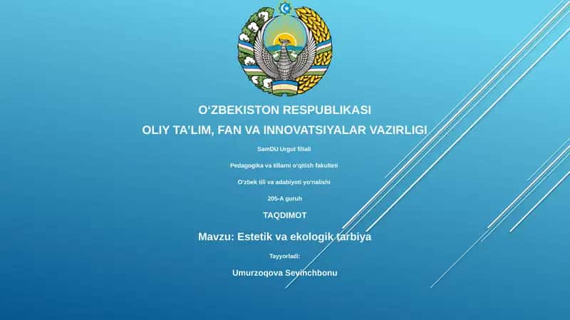 Estetik va Ekologik Tarbiya