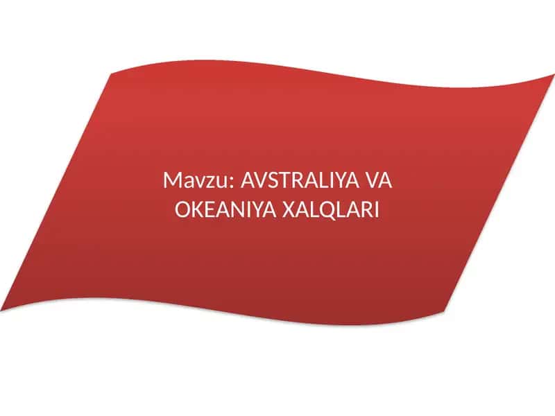 AVSTRALIYA VA OKEANIYAXALQLARI