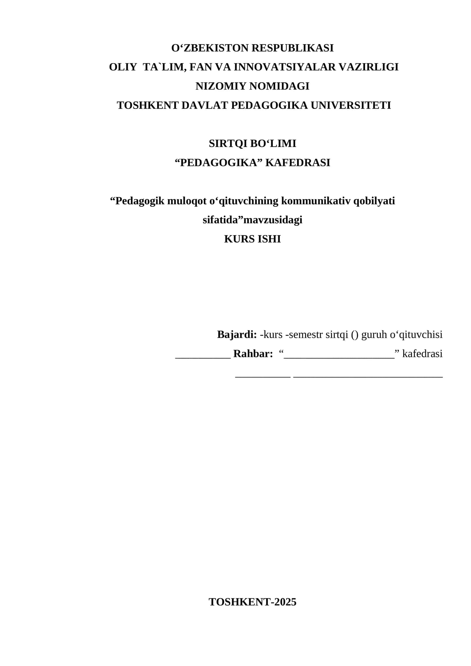 Pedagogik muloqot o‘qituvchining kommunikativ qobilyati sifatida