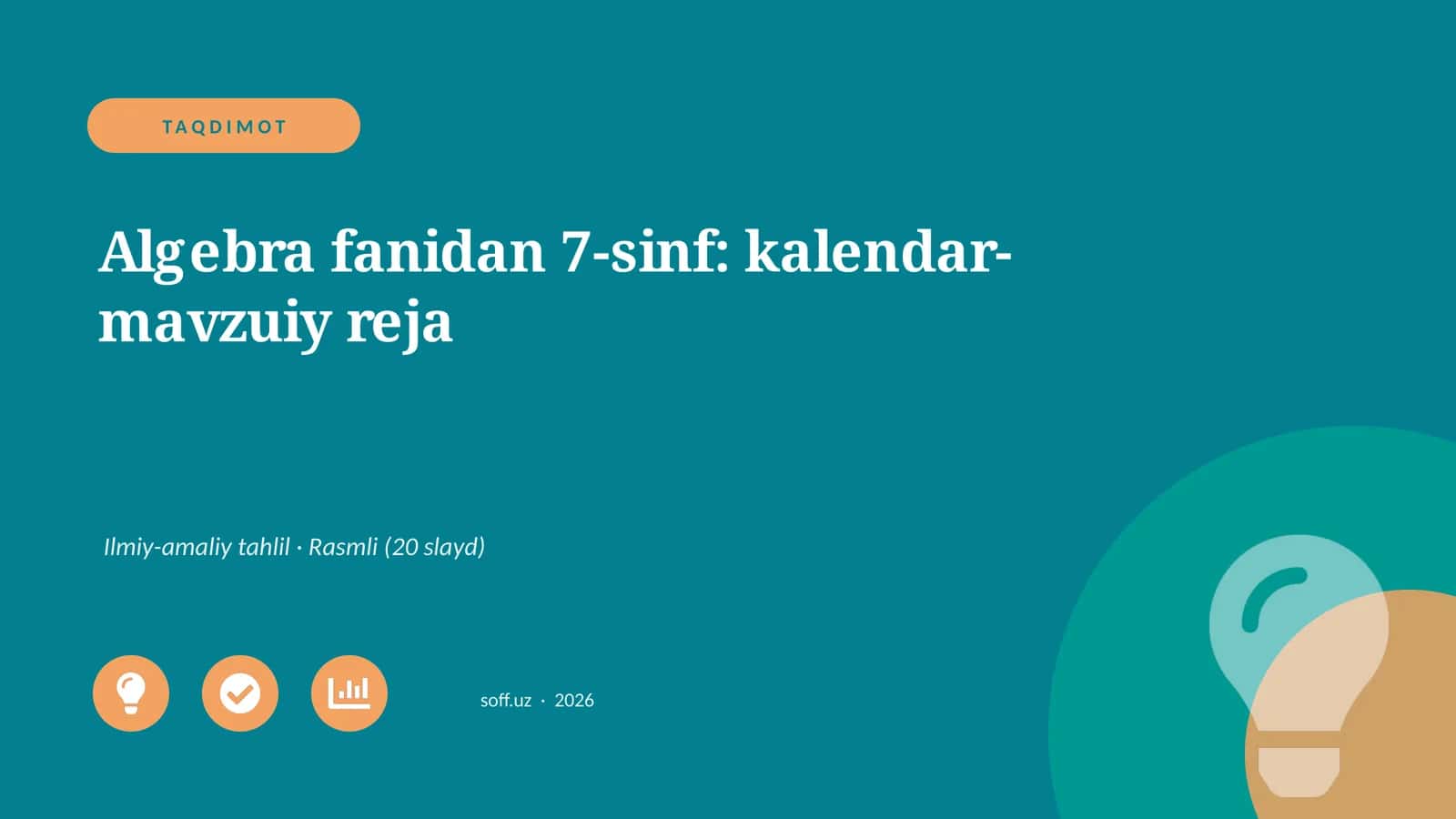 Algebra fanidan 7-sinf: kalendar-mavzuiy reja