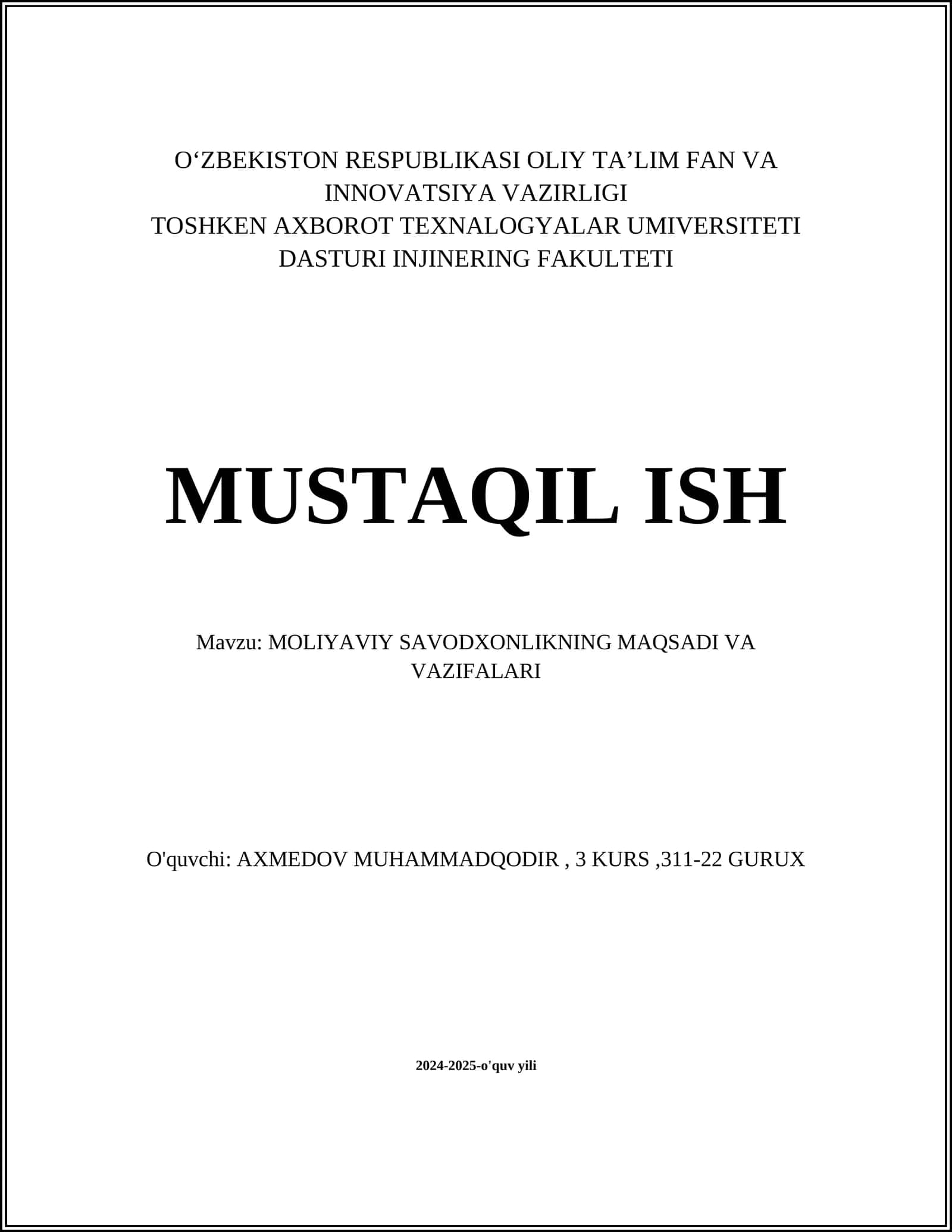 Moliyaviy Savodxonlikning Maqsadi va Vazifalari