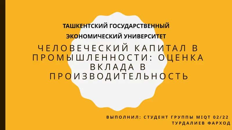 Человеческий капитал в промышленности