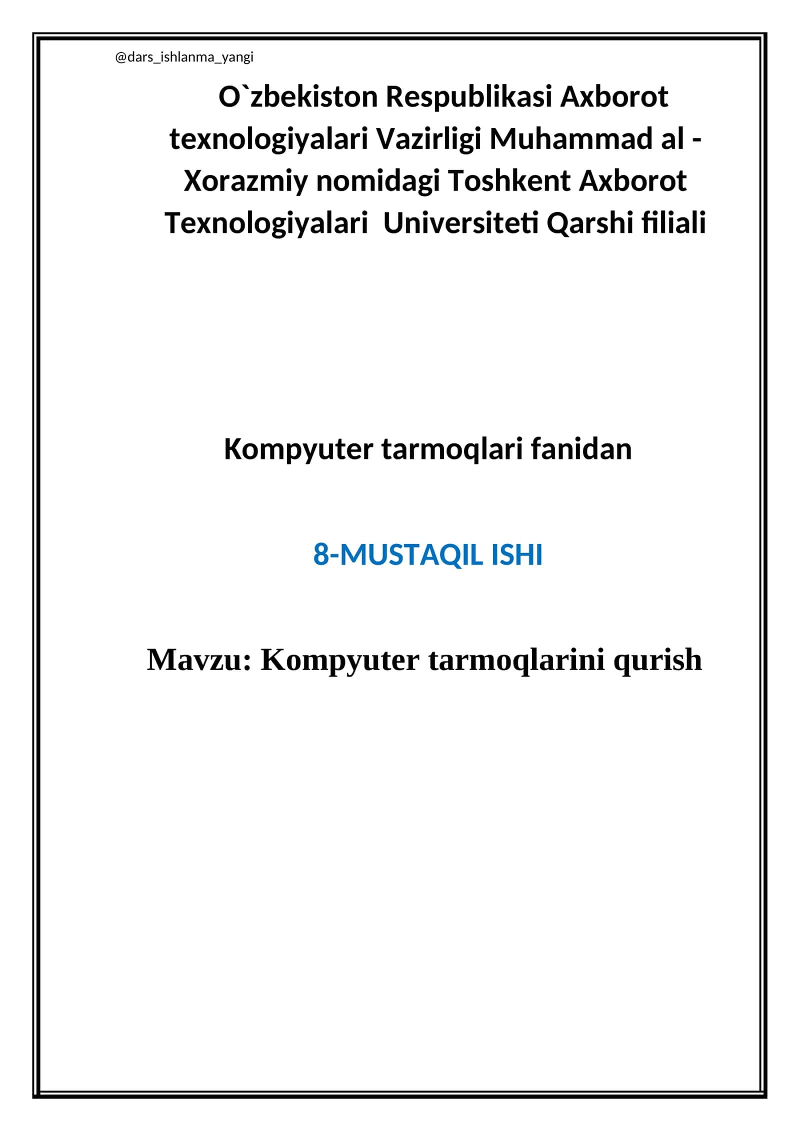 Kompyuter tarmoqlarini qurish