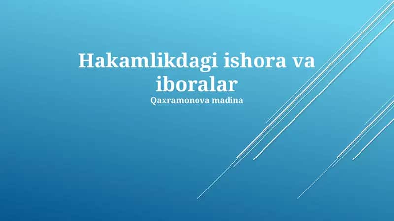 Hakamlikdagi ishora va iboralar
