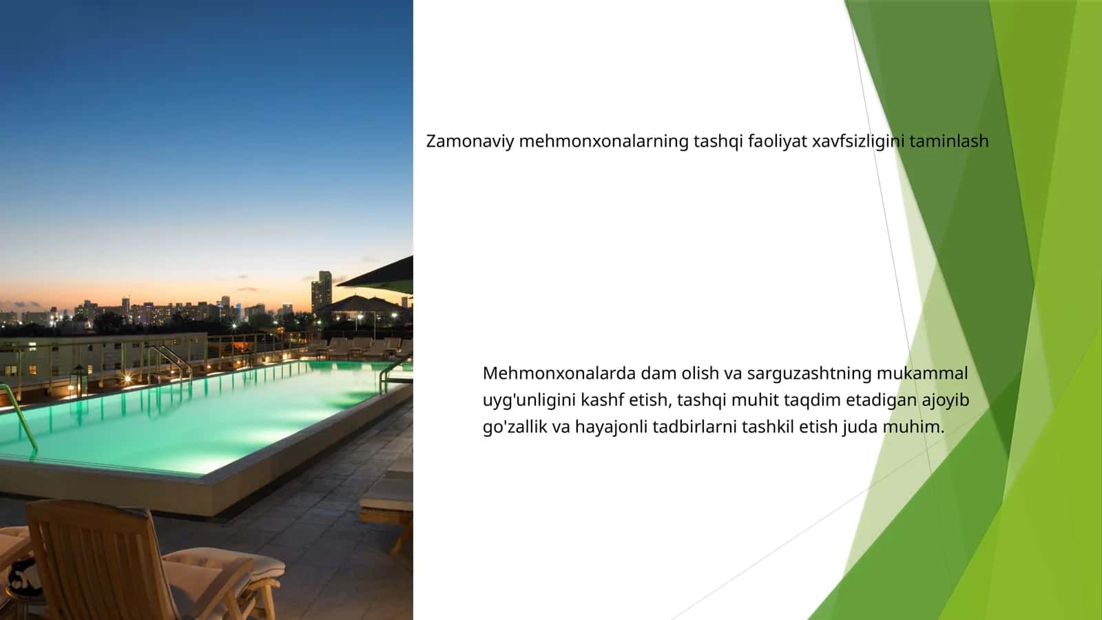 Zamonaviy mehmonxonalarning tashqi faoliyat xavfsizligini taminlash