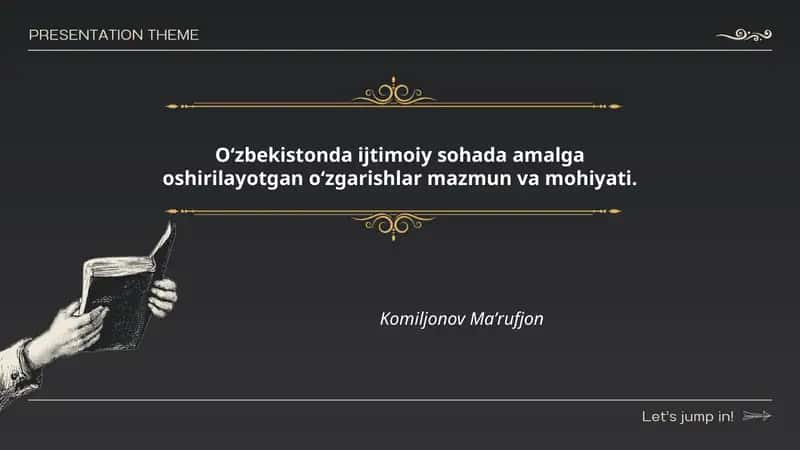 Oʻzbekistonda ijtimoiy sohada amalga oshirilayotgan oʻzgarishlar mazmun va mohiyati