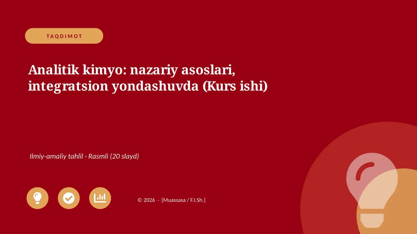 Analitik kimyo: nazariy asoslari, integratsion yondashuvda (Kurs ishi)