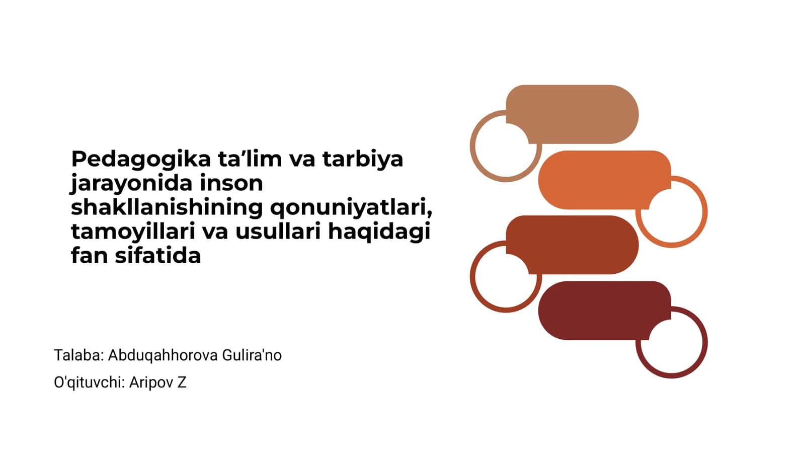 Pedagogika taʼlim va tarbiya jarayonida inson shakllanishining qonuniyatlari, tamoyillari va usullari