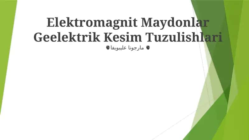 Elektromagnit Maydonlar Geelektrik Kesim Tuzulishlari