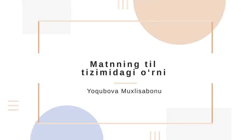 Matnning til tizimidagi oʼrini